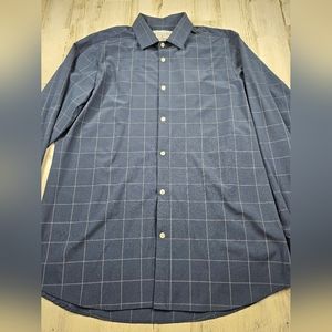 Mizzen + Main Leeward Navy Blue Check Button Up Trim Fit Shirt Men's Size XXL